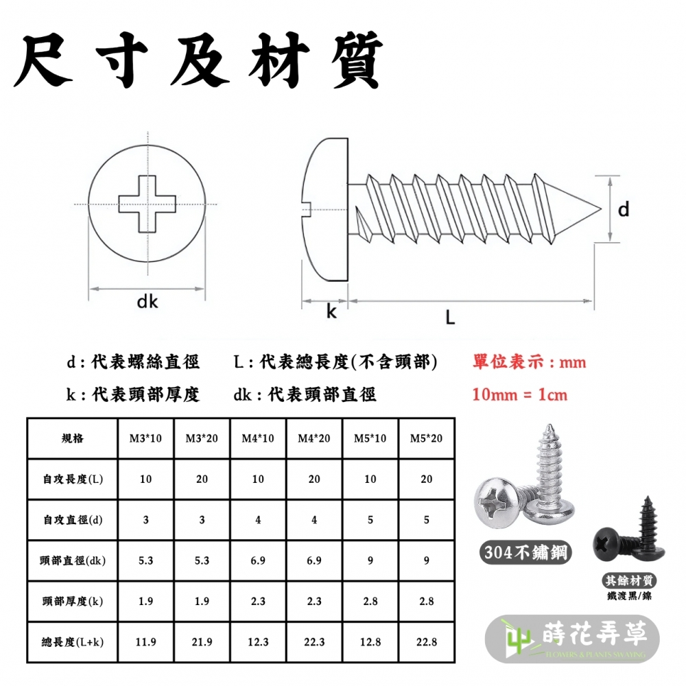 不鏽鋼自攻螺絲(多規格)
