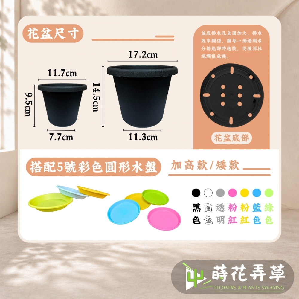 超厚磨砂布丁盆(4、6吋）