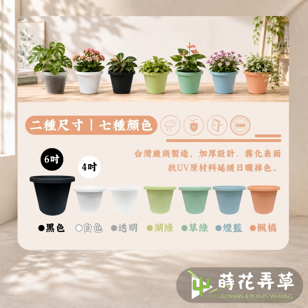 超厚磨砂布丁盆(4、6吋）